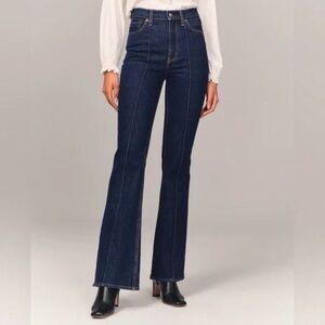 Abercrombie & Fitch The Vintage Flare High Rise Dark Blue Jeans, Size 12/31 Long